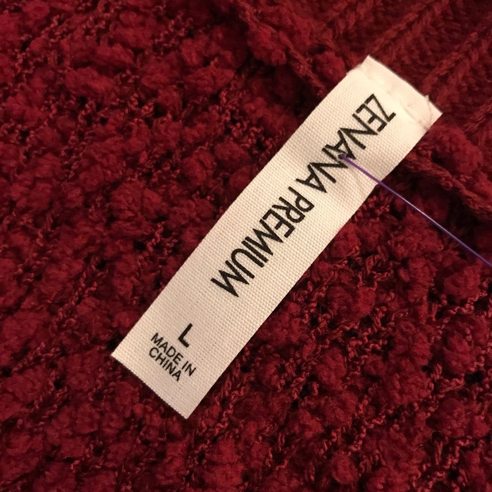 Zenana Cabernet Popcorn Sweater Cardigan - Picture 3 of 4